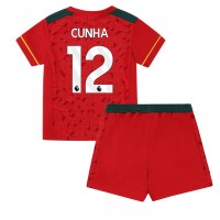 Camisa de time de futebol Wolves Matheus Cunha #12 Replicas 2º Equipamento Infantil 2023-24 Manga Curta (+ Calças curtas)